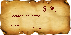 Bodacz Melitta névjegykártya